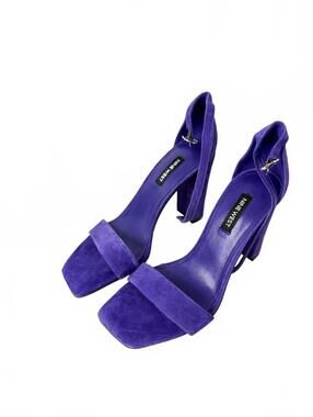 Nine West Purple Suede Block Heel Sandals Size 6.5